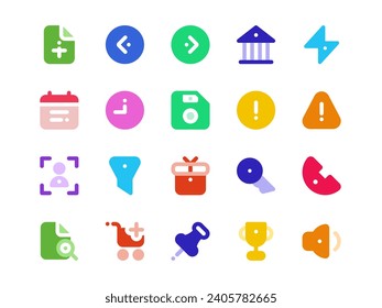 Colored Style User Interface Icon Pack. Collection of Essential Icon Sets, Perfect for Websites, Landing Pages, Mobile Apps, Presentations and for UI UX Needs.