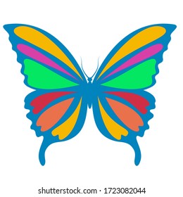 Colored stylized butterfly on a white background. Isolated