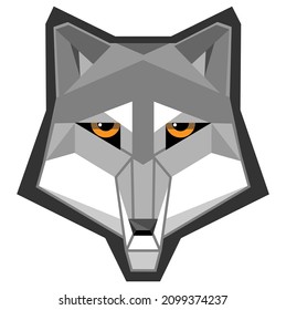colored, stylized, linear drawing of a wolf's head. vector icon, logo.