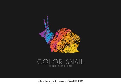Colored stylized snail icon set in a flat style. Vector logo.