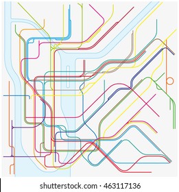  colored subway vector map of New York City