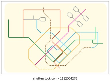 colored subway vector map of Singapore, asia