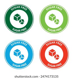 Colored sugar free labels on a white background