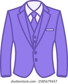 Colored Suit Icon. Vector Design. Jacket, Shirt, Tie and Vest. Classic Men's Suit for Formal Occasions. Clothing Concept