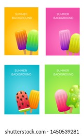 Colored summer backgrounds with fruit ice cream.  Can be used for special offers, invitations, posters and banners. Vector illustration