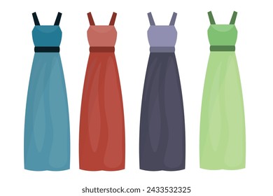 colored summer dress design for woman. vector illustration.