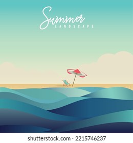 Colored summer trip scenary with a resort umbrella Vector
