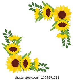 Colored sunflower border Flower border Vector