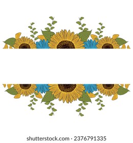 Farbige Sonnenblume Blumenrahmen Blumenrahmen Vektorgrafik