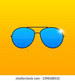 Colored Sunglass frame isolated on white background. Vector stock illustration.