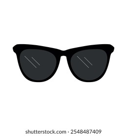 Colored sunglasses icon. Sunglasses to protect your eyes from the sun in a fashionable black frame. Vector illustration isolated on a white background for design and web.