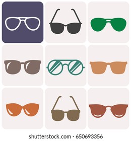 Colored sunglasses icons