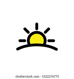 Colored sunrise line vector single icon