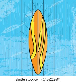 Colored surfboard on a water background - Vector