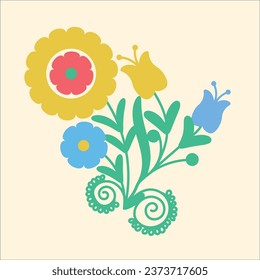 Colored suzani flower for creating beautiful home interior element. Uzbekistan culture. Traditional home interior element. Suzani