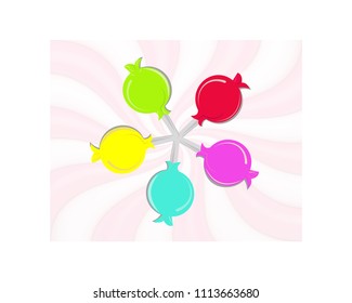 Colored sweet lollipops