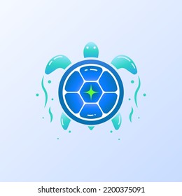 Colored swimming Aqua turtle logo symbol 