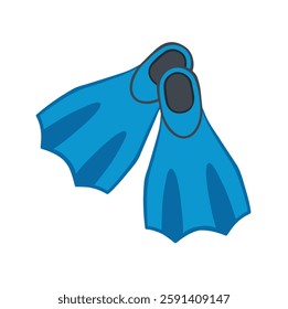 colored swimming fins sport symbol, hand drawn vector illustration