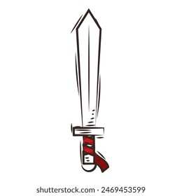 Colored sword medieval weapon icon Vector illustration