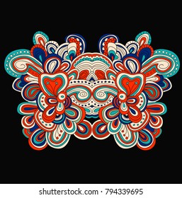 Colored symmetrical lined pattern and many details  Hand drawn tracery  Cinco de mayo  Ethnic background 