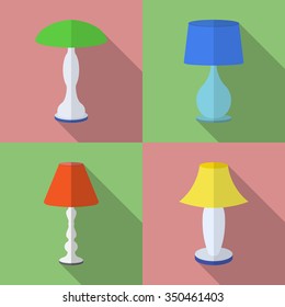 colored table lamp with long shadow