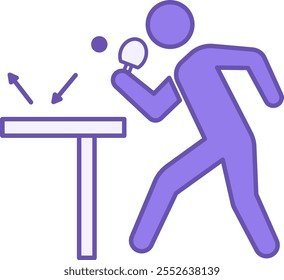 Icono de tenis de mesa coloreado. Ilustración vectorial. Bola de golpeo deportiva con raqueta. Juego de Ping Pong. Concepto de deporte