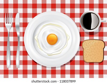 Colored tablecloth drawing on the breakfast table