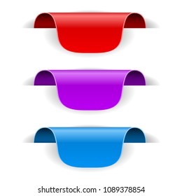 Colored tag sticker 3d labels with transparent shadow. Vector illustration isolated on white background
