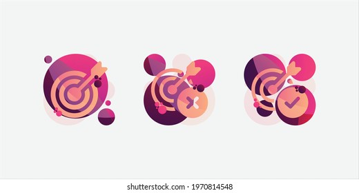 Colored taget and goals icon, modern style design, green purple colored icons, icon pack, organic shape icons, website icons, decorated icons