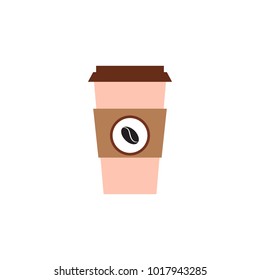 Colored "take away" cup icon. Coffee, tee or other drink sign. Trendy flat line design. Colorful vector illustration