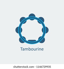 Colored Tambourine icon. Musical symbol. Silhouette vector icon