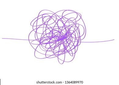 Colored tangled on white. Chaos pattern. Scribble sketch. Colorful background with array of lines. Intricate chaotic texture. Line art creation