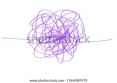 Colored tangled on white. Chaos pattern. Scribble sketch. Colorful background with array of lines. Intricate chaotic texture. Line art creation