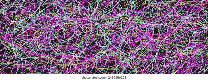 Colored tangled pattern. Abstract chaotic texture. Background with lines and waves. Art creation