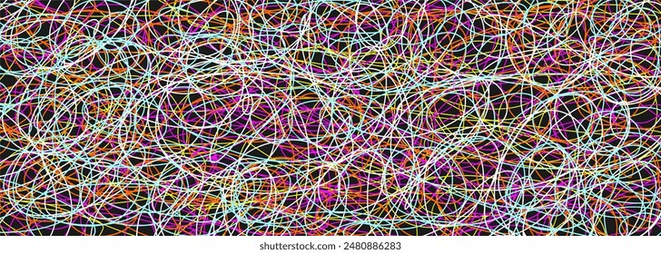 Colored tangled pattern. Abstract chaotic texture. Background with lines and waves. Art creation