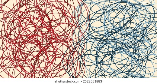 Colored tangled pattern. Abstract chaotic texture. Background with lines and waves. Art creation