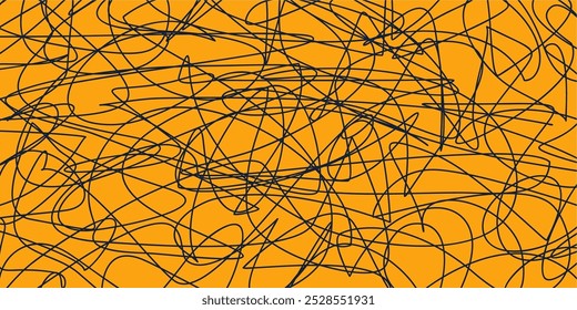 Padrão emaranhado colorido. Textura caótica abstrata. Fundo com linhas e ondas. Criação de arte