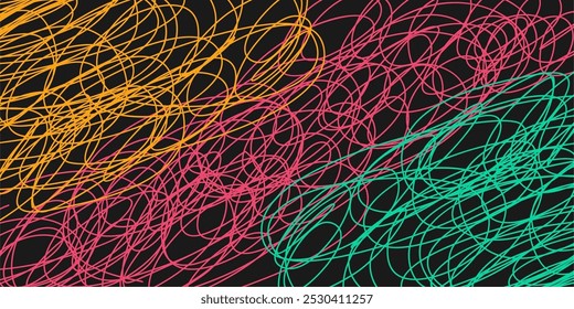 Colored tangled pattern. Abstract chaotic texture. Background with lines and waves. Art creation
