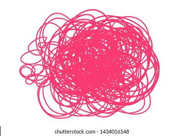 Colored tangled shape on white. Chaotic sketch. Colorful background with array of lines. Art creation. Print for banners, posters and shirts