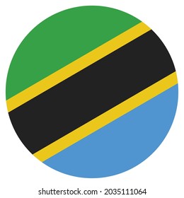 Colored Tanzania flag. Vector illustration of circle Tanzania flag