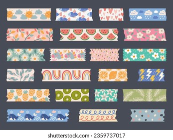 Colored tapes. Decorative washi tapes collection recent vector scotch borders set