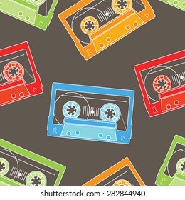 Colored Tapes Seamless Background. Vector illustration. Line Style