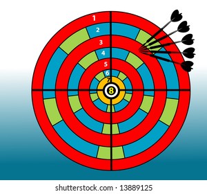 Colored target board with black arrows