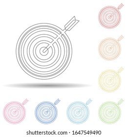 Destino coloreado en icono de estilo multicolor. Línea delgada simple, contorno vector de negocio e iconos de marketing digital para ui y ux, sitio web o aplicación móvil