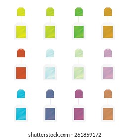 conjunto de etiquetas de color sobre fondo blanco Ilustración vectorial