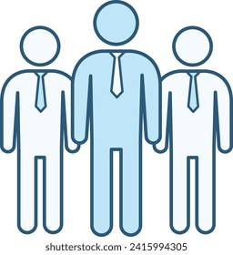 Colored Team Icon. Community sign. Vector Illustration of People in Ties. Teamwork Concept