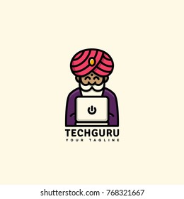 Colored Tech Guru Logo Template Design. Vector Illustration.