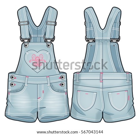 Colored tech sketch of an overall for further product development