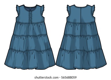 Colored tech sketch of a summer dress for further product development
