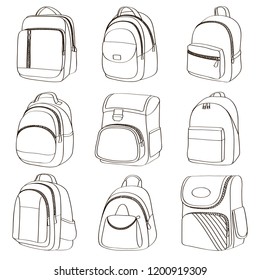 Colored teenager school backpacks set